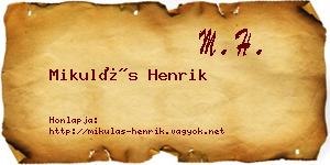 Mikulás Henrik névjegykártya